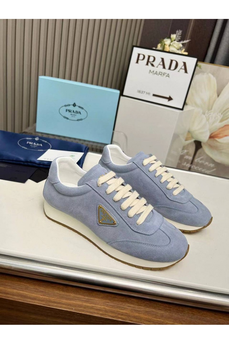 Prada Женские замшевые кроссовки Premium - Blue