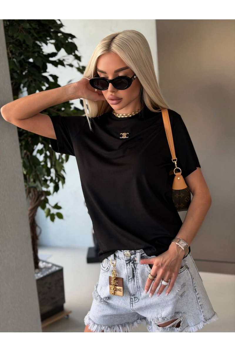 Celine Женская чёрная футболка premium