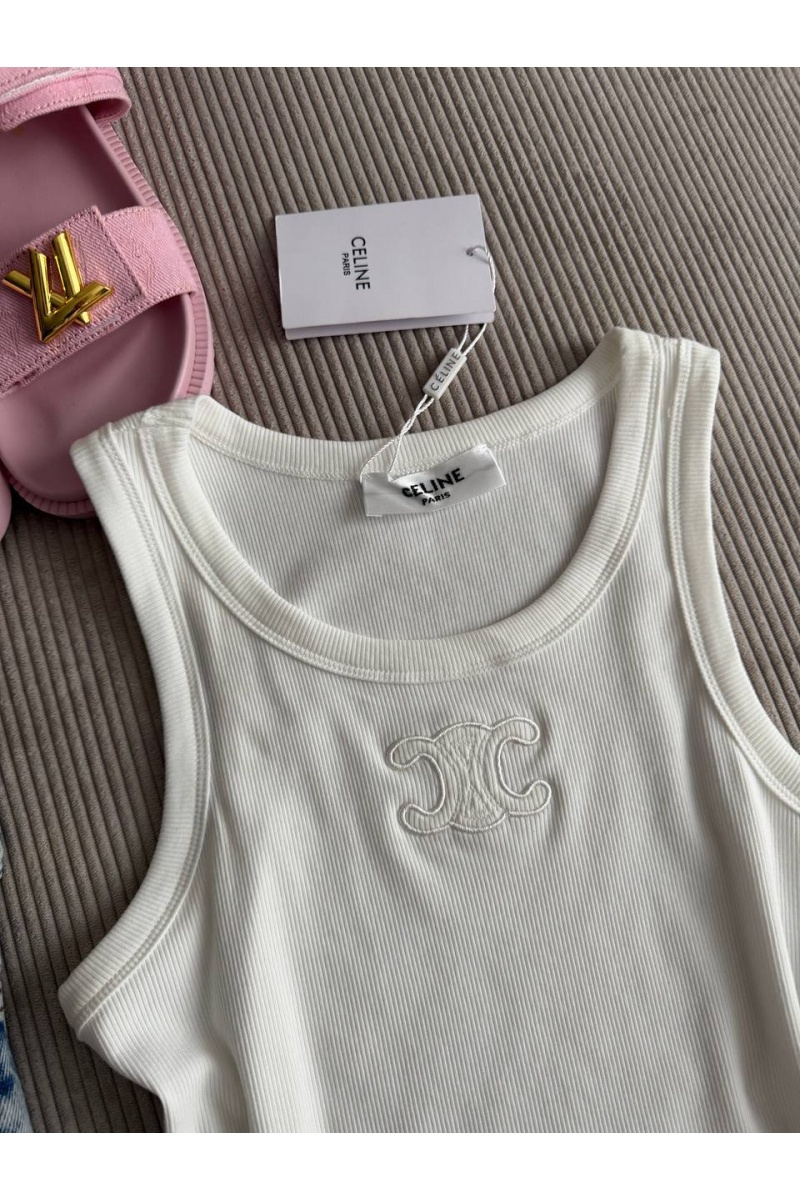 Celine Белая женская майка premium