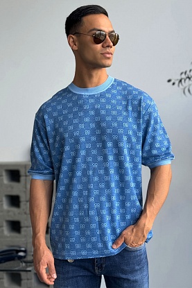 Синяя оверсайз футболка