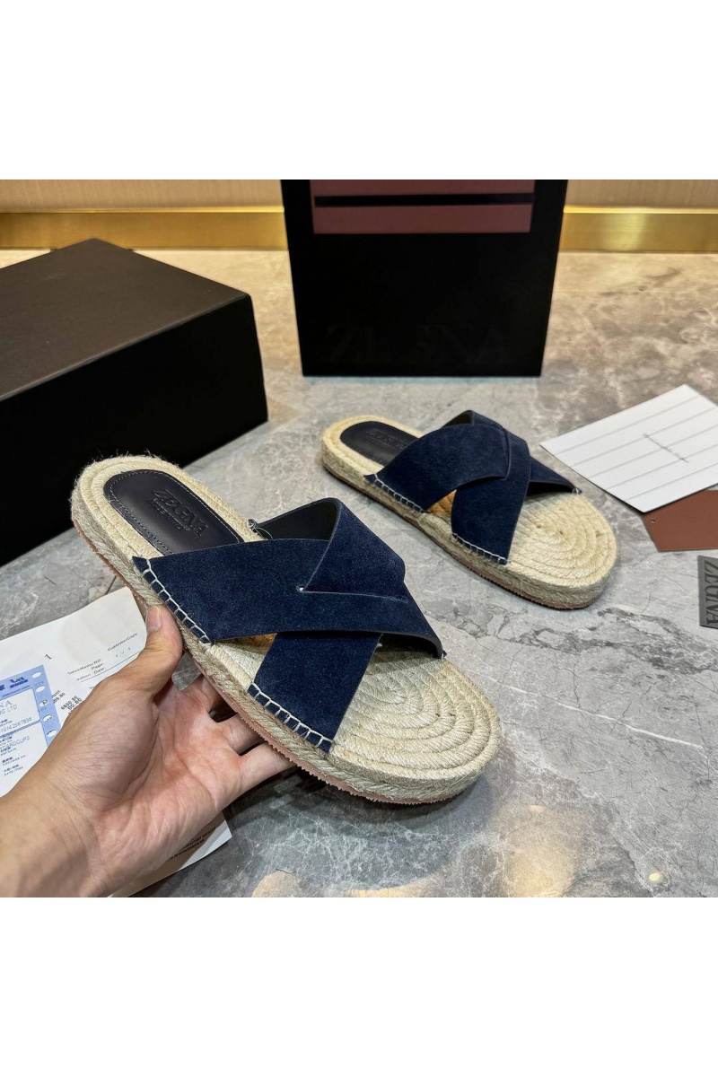 Zegna Мужские шлёпанцы suede - Navy