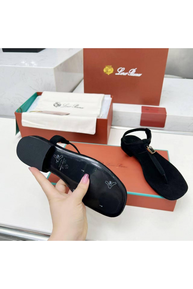 Loro Piana Женские замшевые сандалии Premium - Black