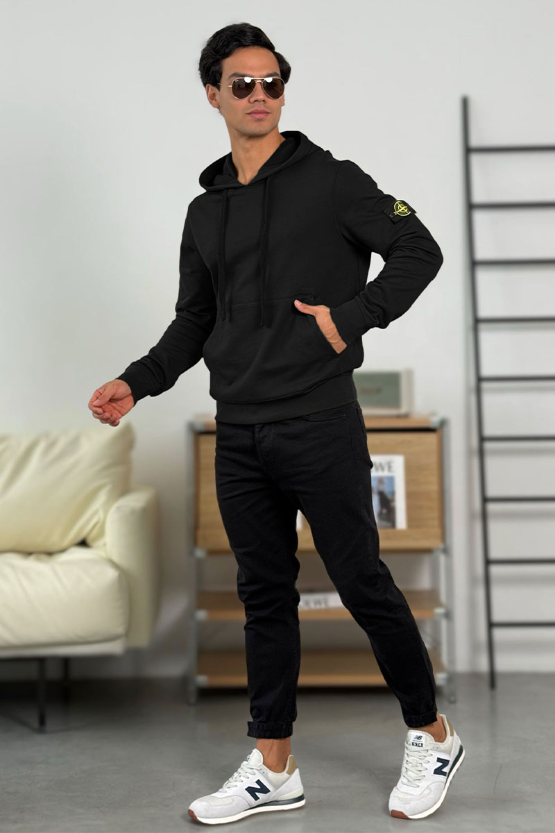 Stone Island Мужское худи чёрного цвета Compass-patch