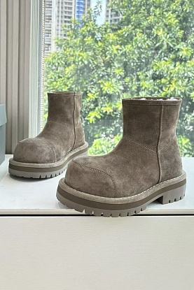 Женские замшевые ботинки с мехом Alaska Fur High Boot Premium - Grey
