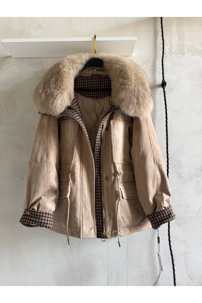 Designer Clothing Женская замшевая парка с натуральным мехом Bogerner premium