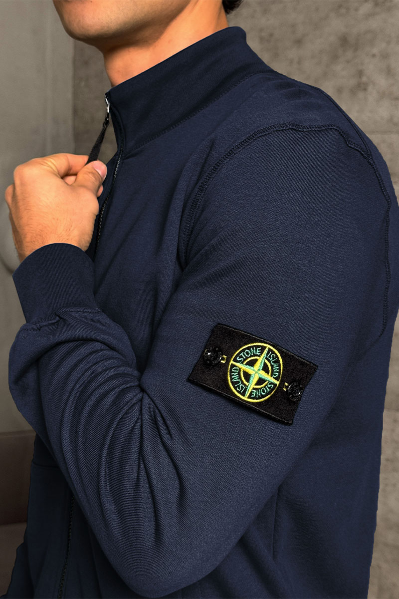 Stone Island Кофта тёмно-синего цвета Zip-Up Compass-patch