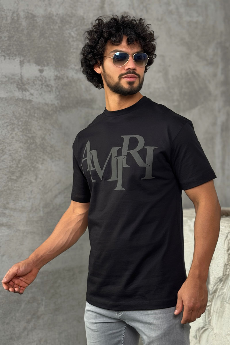 Amiri Футболка чёрного цвета staggered logo