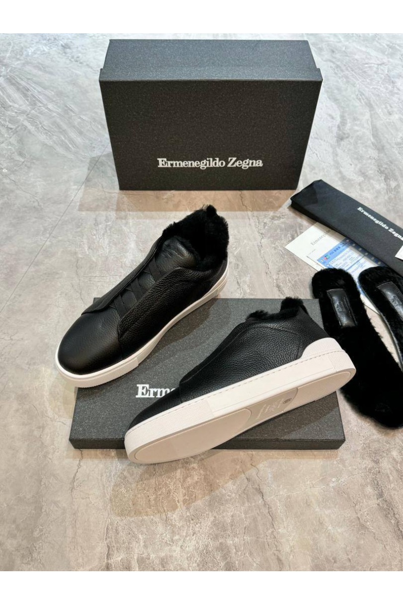 Zegna Кроссовки с мехом Triple Stitch