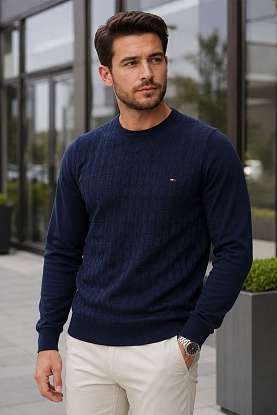 Мужской джемпер logo-embroidered - Navy 