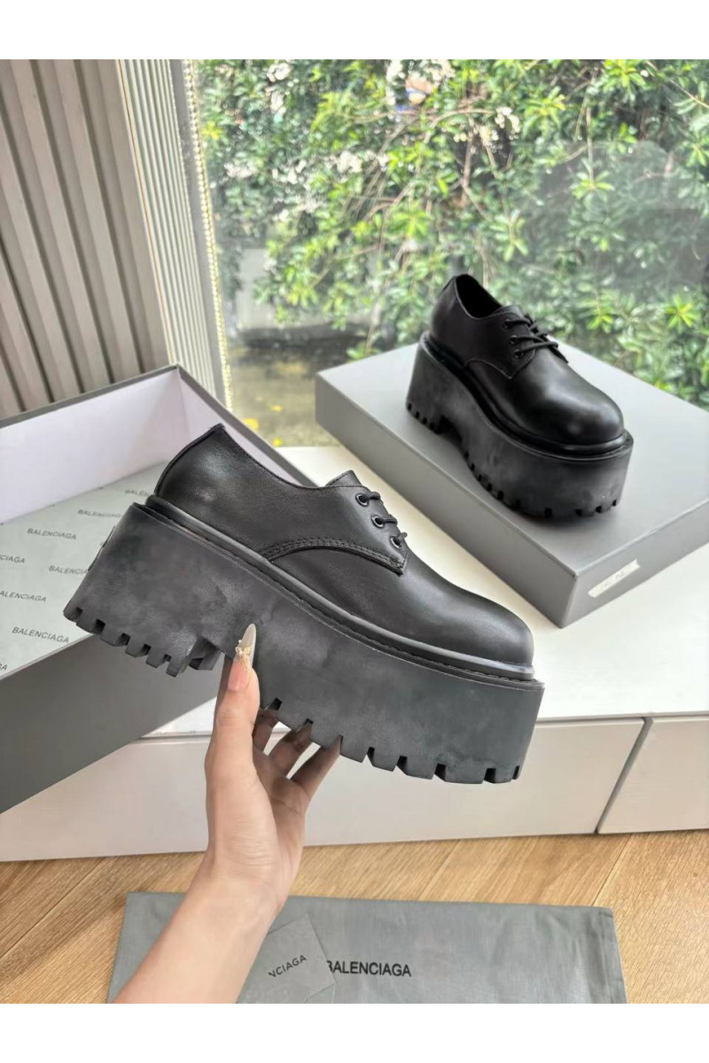 Balenciaga Женские кожаные ботинки Strike Platform Derby premium