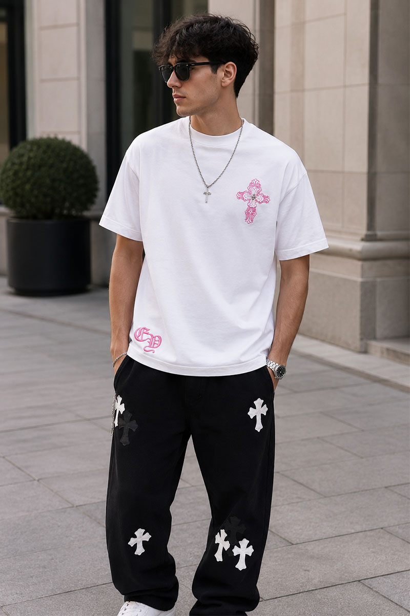 Designer Clothing Белая оверсайз футболка Gothic logo