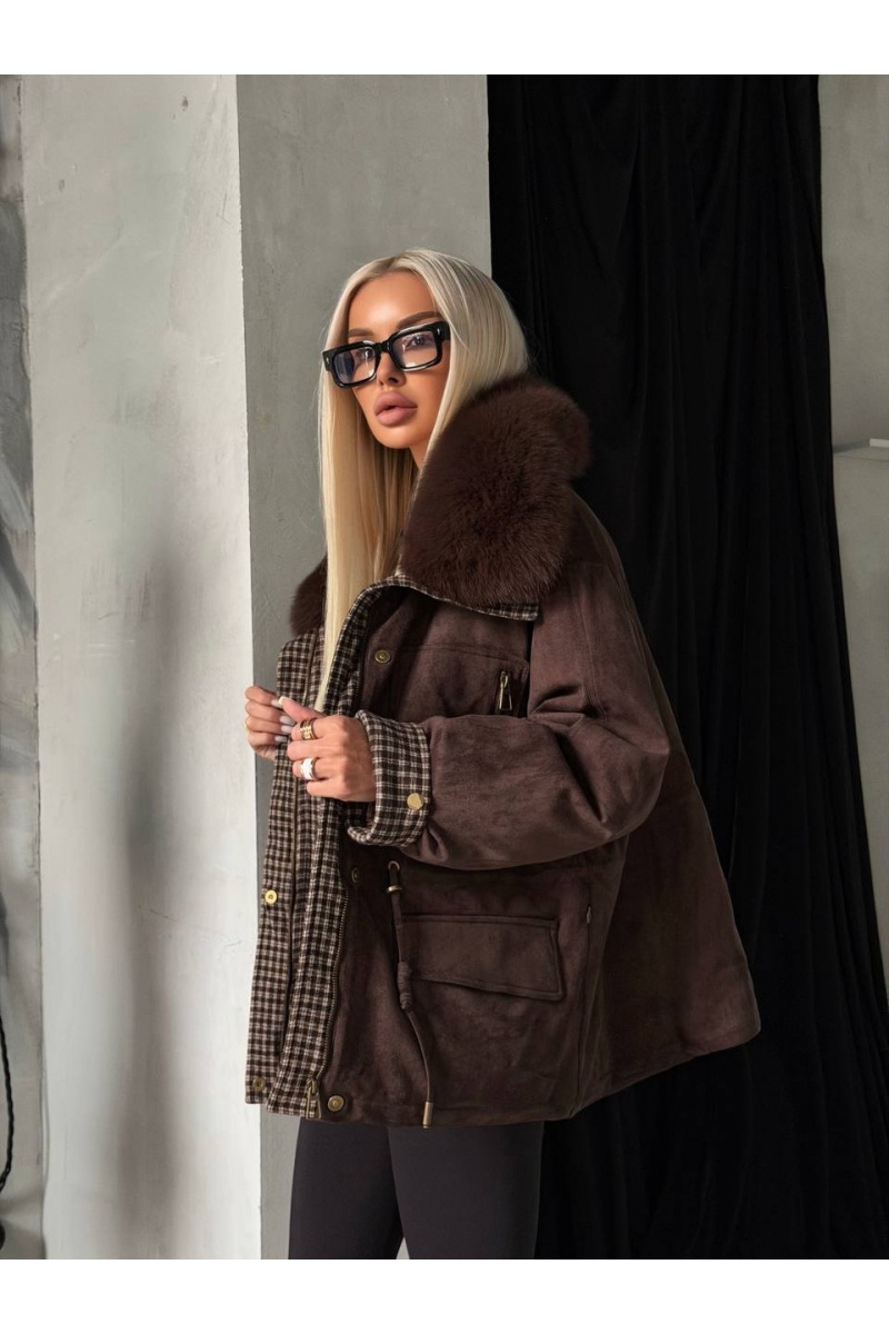Designer Clothing Женская замшевая парка с натуральным мехом Bogerner premium