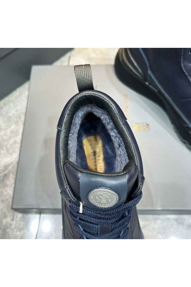 Brunеllо Сuсinеlli Кожаные кроссовки с мехом high-top - Navy