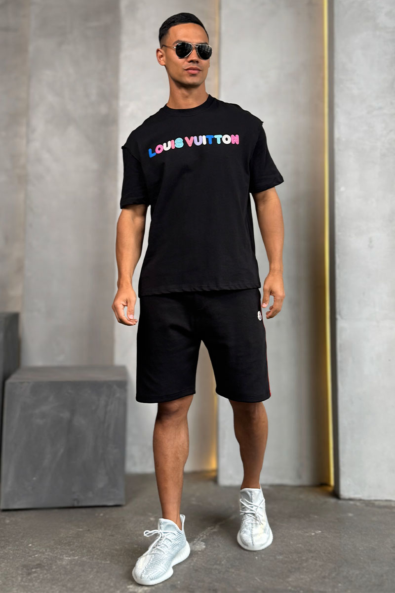 Lоuis Vuittоn Брендовая оверсайз футболка чёрного цвета