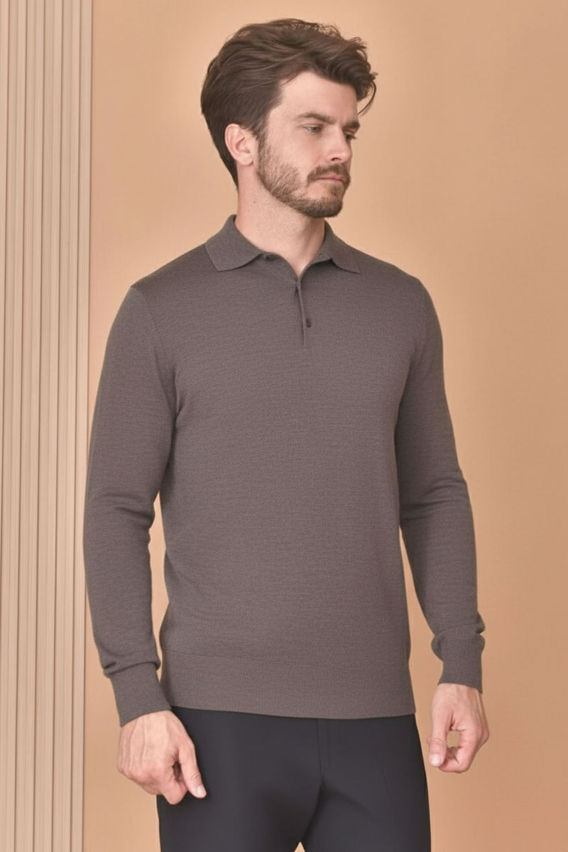 Loro Piana Поло с длинным рукавом Premium - Gray Coffee