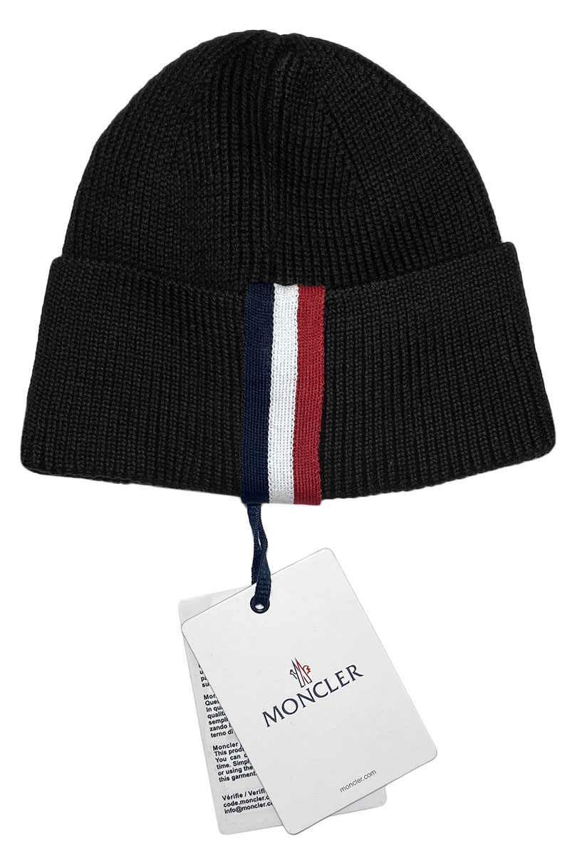 Moncler Брендовая шапка чёрного цвета