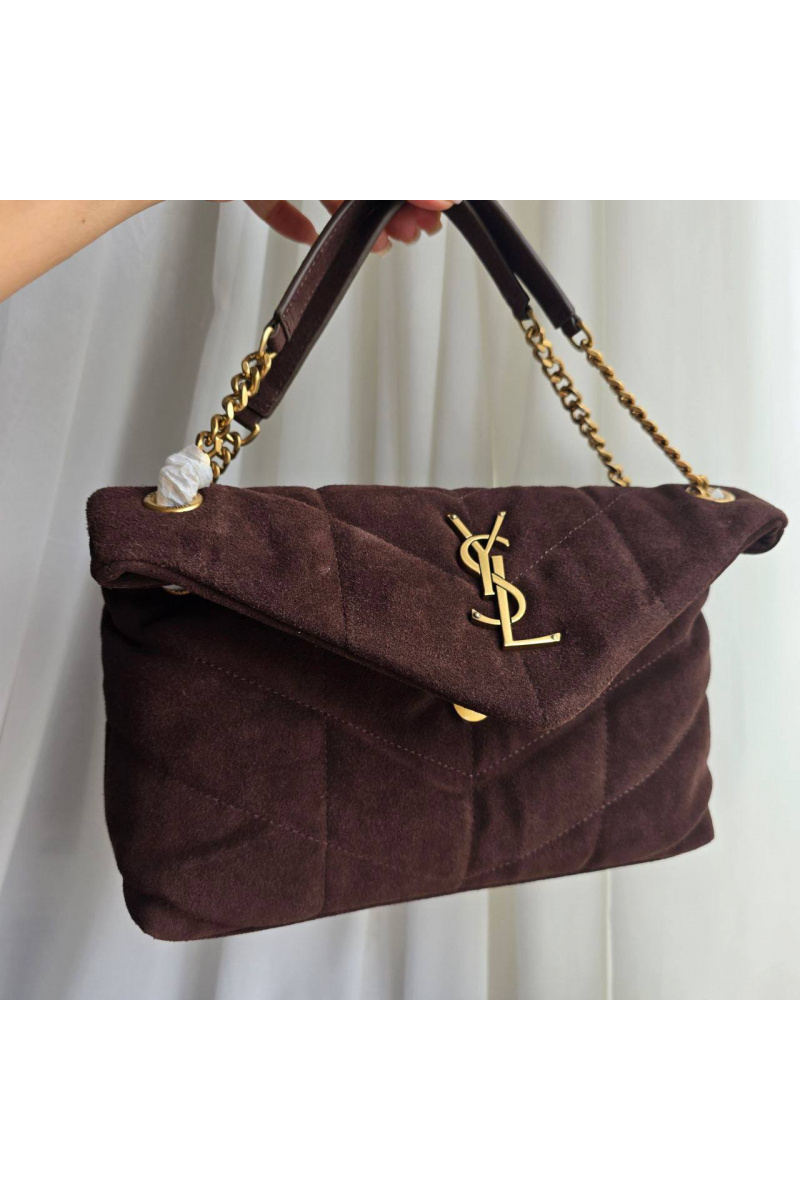Yves Saint Laurent Замшевая сумка Lou Puffer 30x19 см