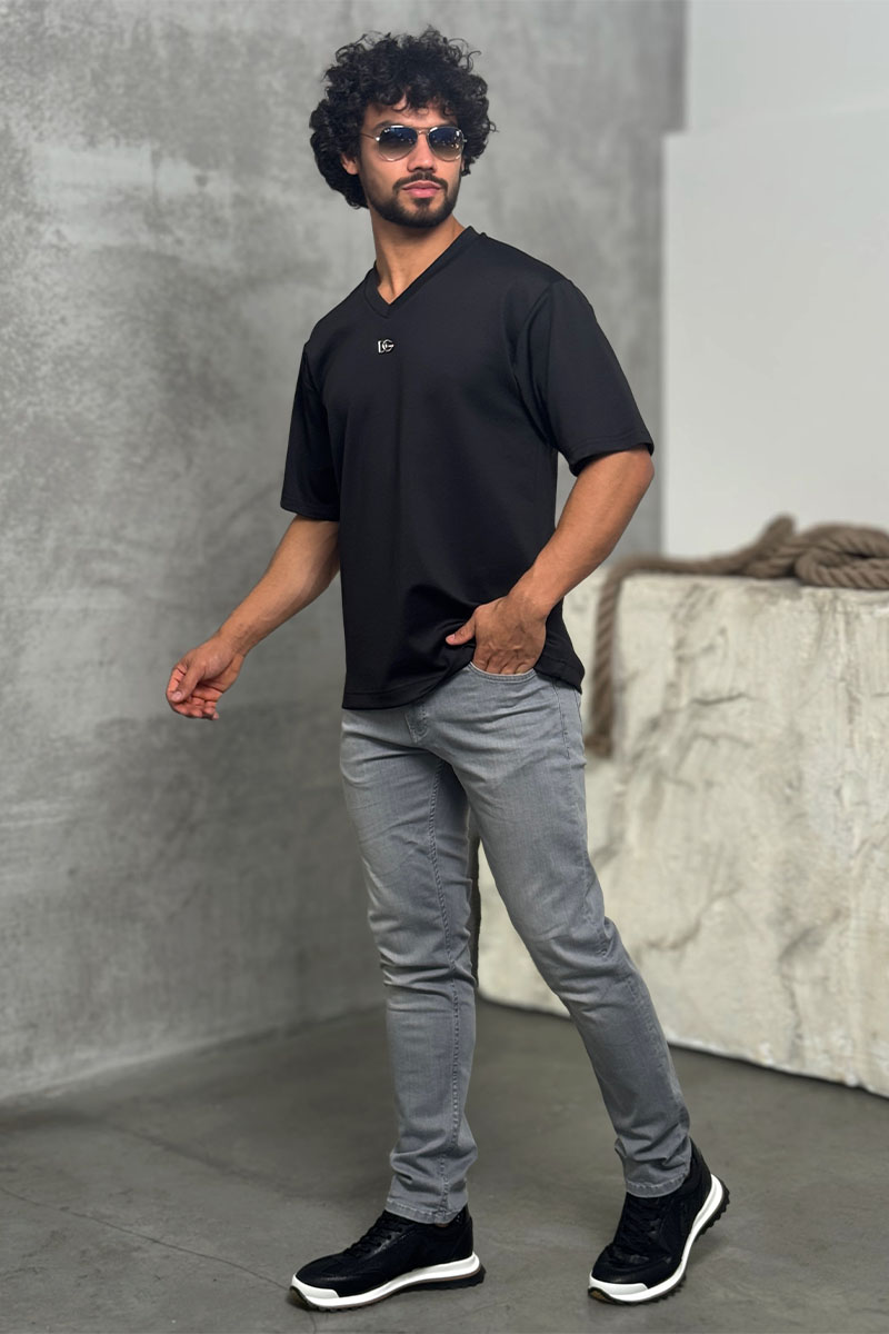 Dоlсе & Gаbbаnа Чёрная оверсайз футболка logo-plaque