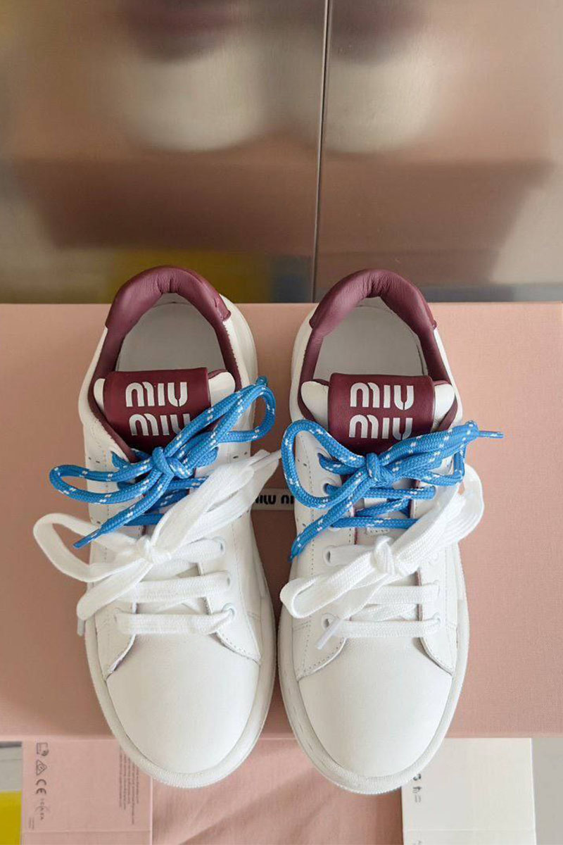 MIU MIU Женские кроссовки   Premium - White / Red