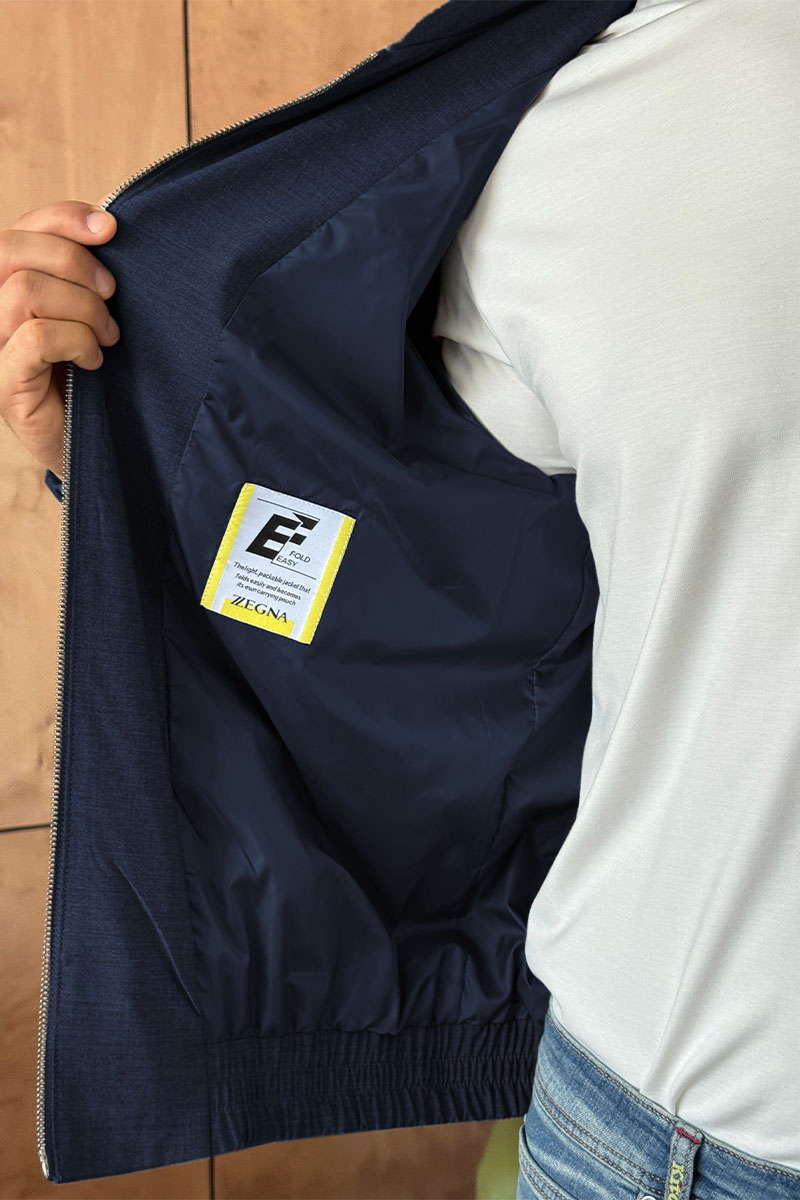 Zegna Мужской бомбер синего цвета