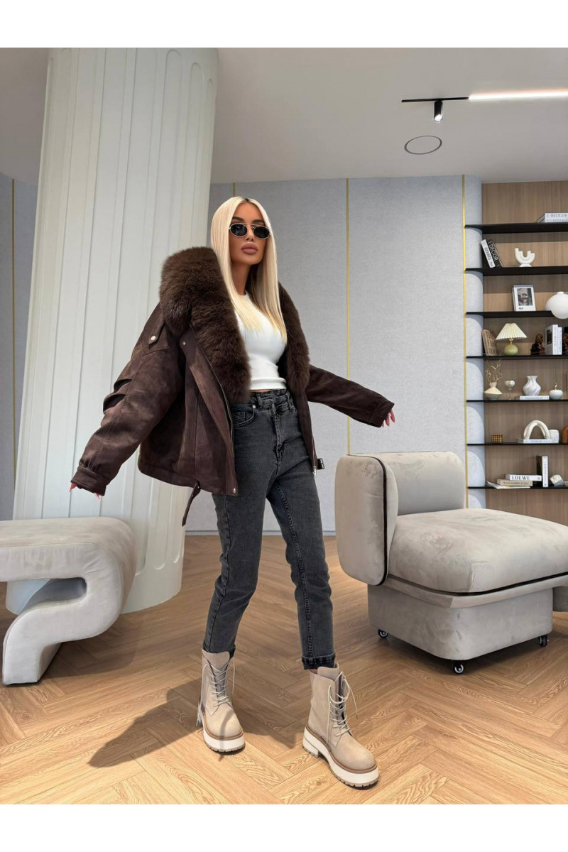 Max Mara Женская утеплённая дубленка с натуральным мехом