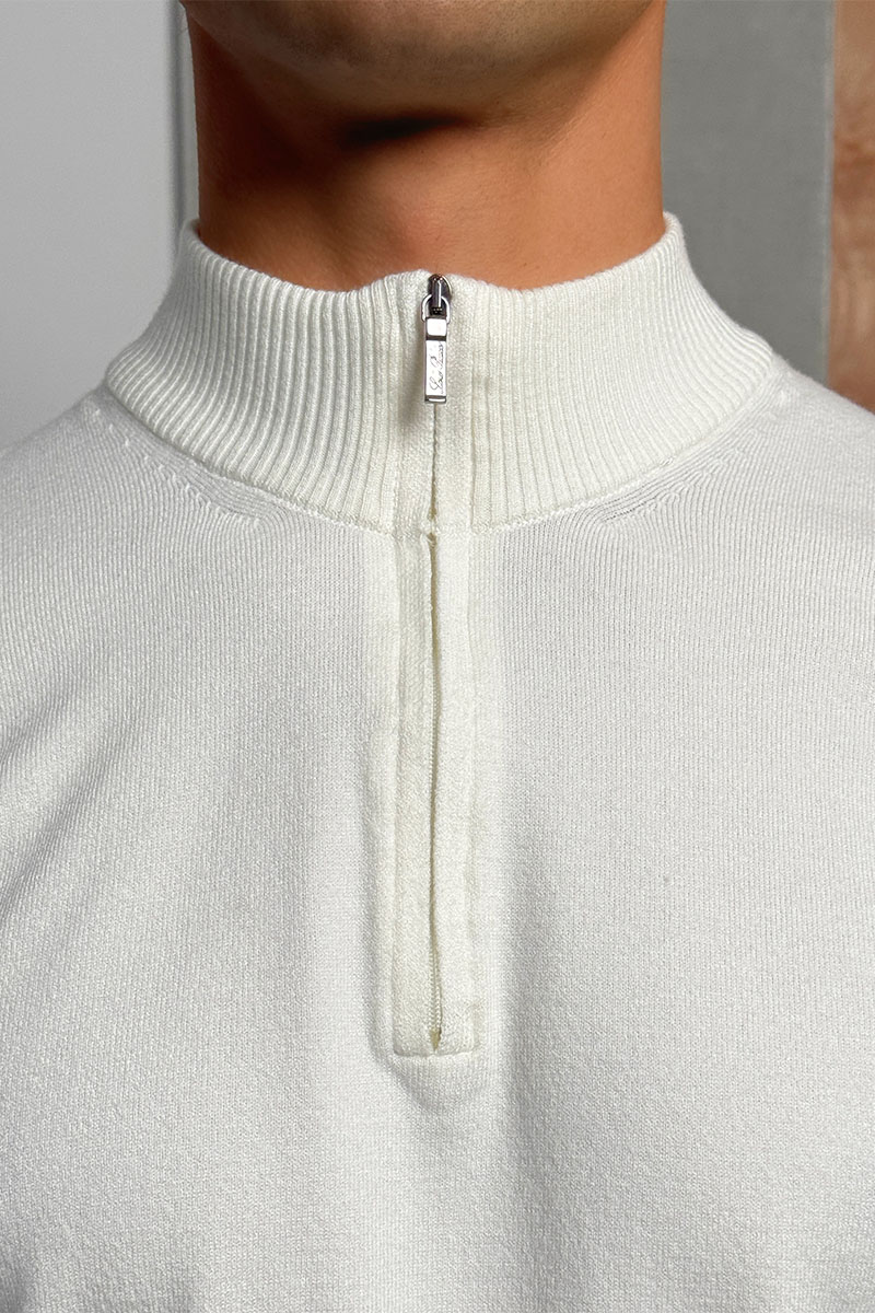 Loro Piana Белый джемпер Zip Neck