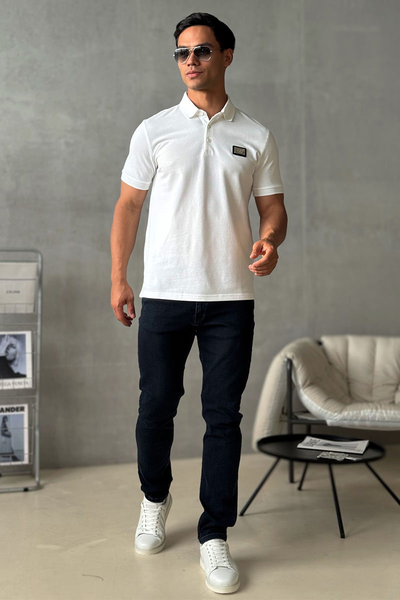 Dоlсе & Gаbbаnа Мужское белое поло logo-plaque