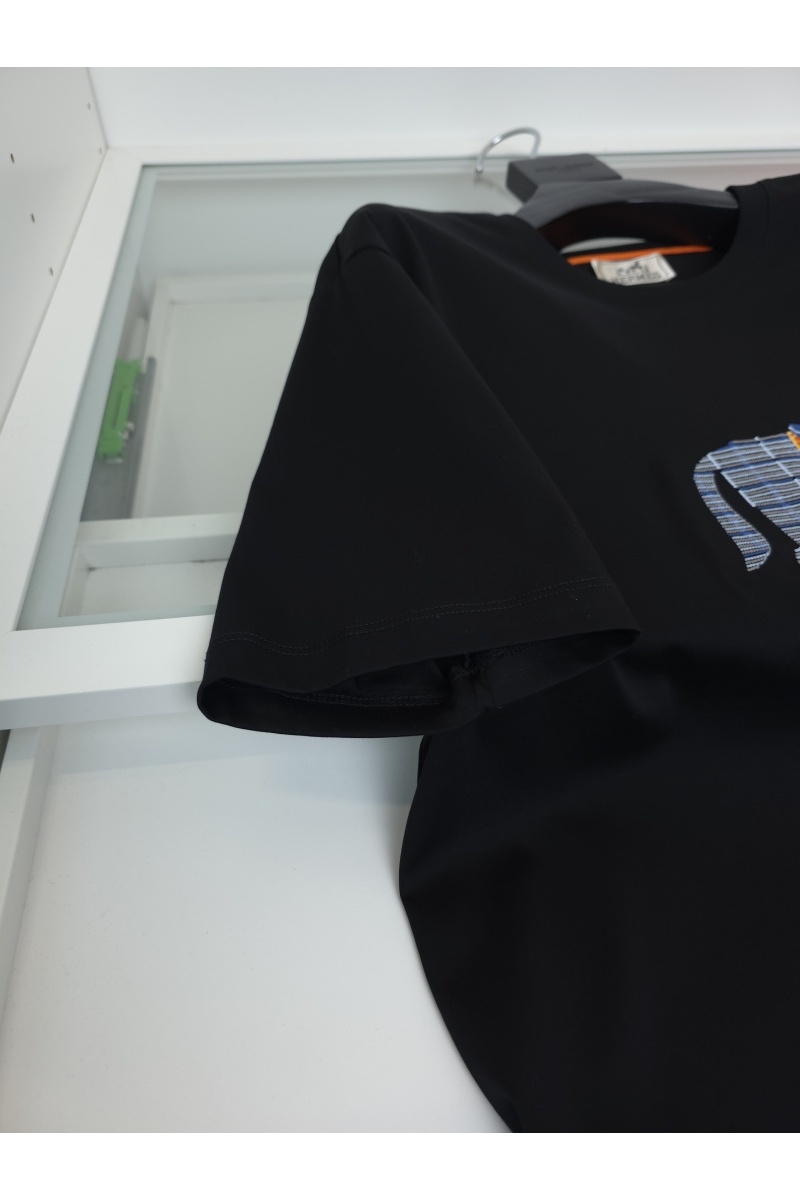 Hermes Мужская чёрная футболка premium