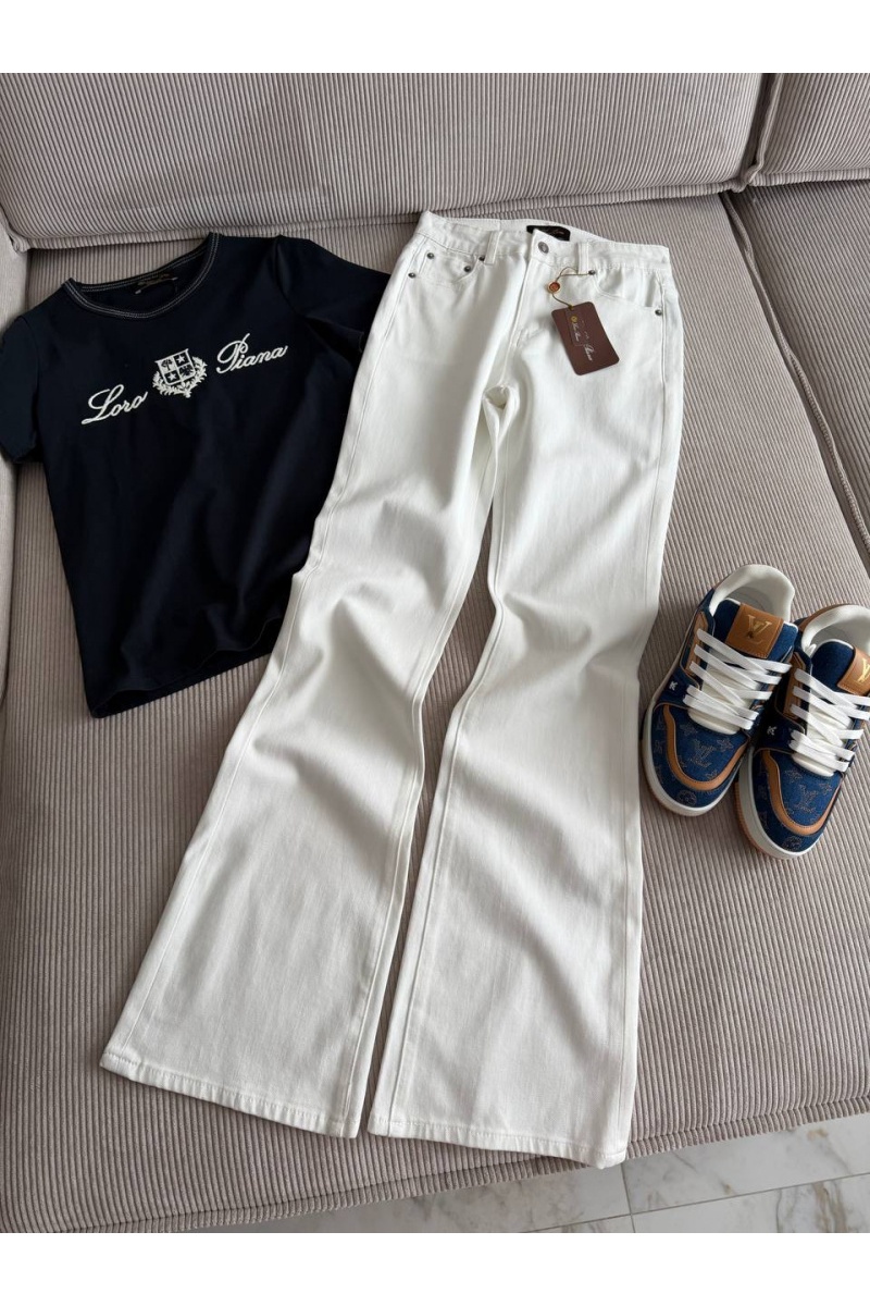 Loro Piana Белые женские джинсы клёш premium