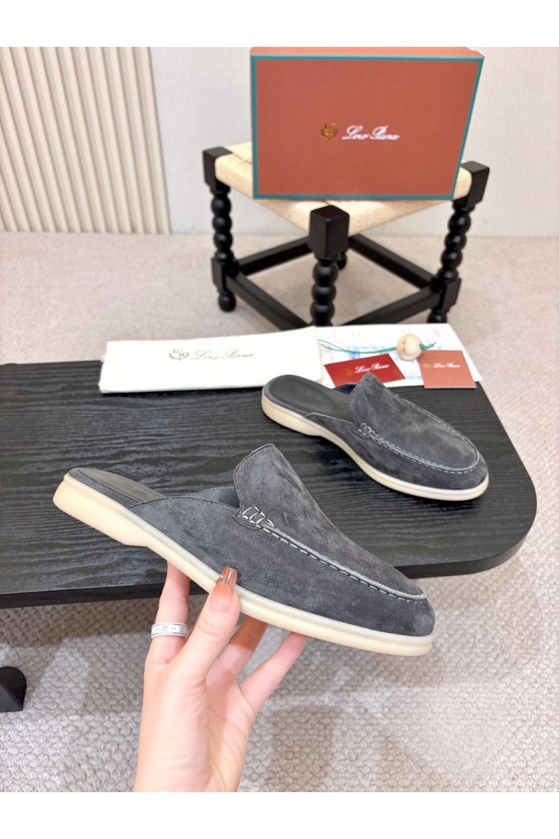 Loro Piana Мужские замшевые шлёпанцы Loro Piana