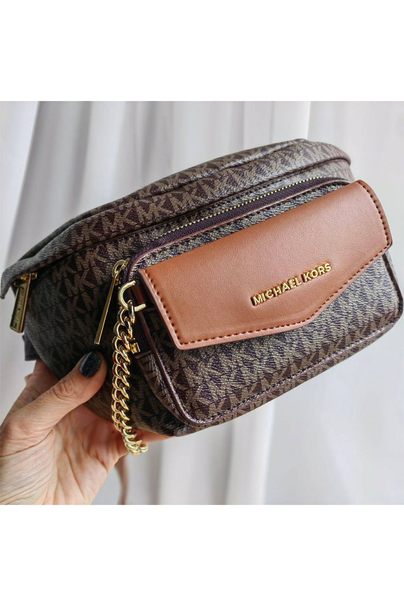 Michael Kors Кожаная поясная сумка Perry 27x14 см - Brown