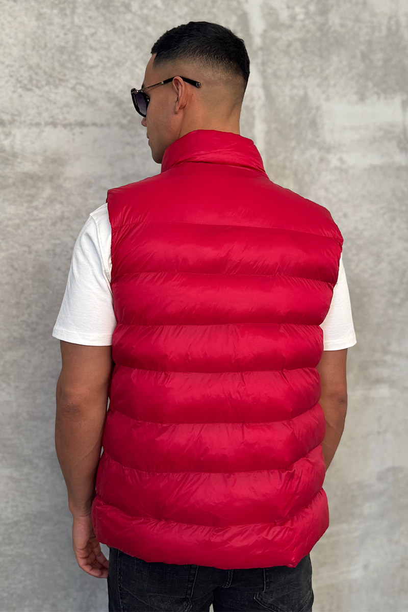 Moncler Мужской красный жилет logo-patch