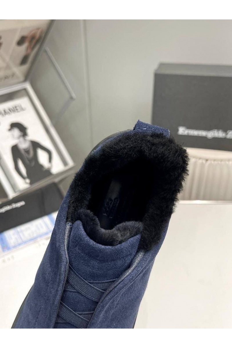 Zegna Кроссовки с мехом Triple Stitch - Navy