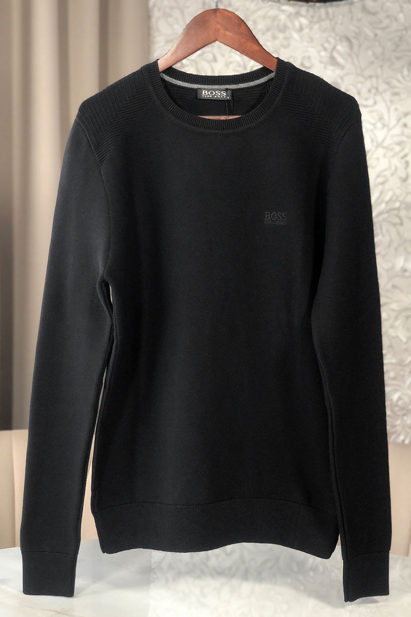 Hugо Воss Чёрный мужской джемпер logo-embroidered