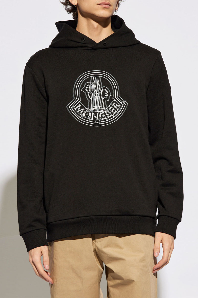 Moncler Мужское чёрное худи logo-print