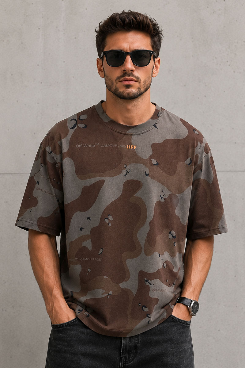 Off-White Оверсайз футболка Arrows Camo 