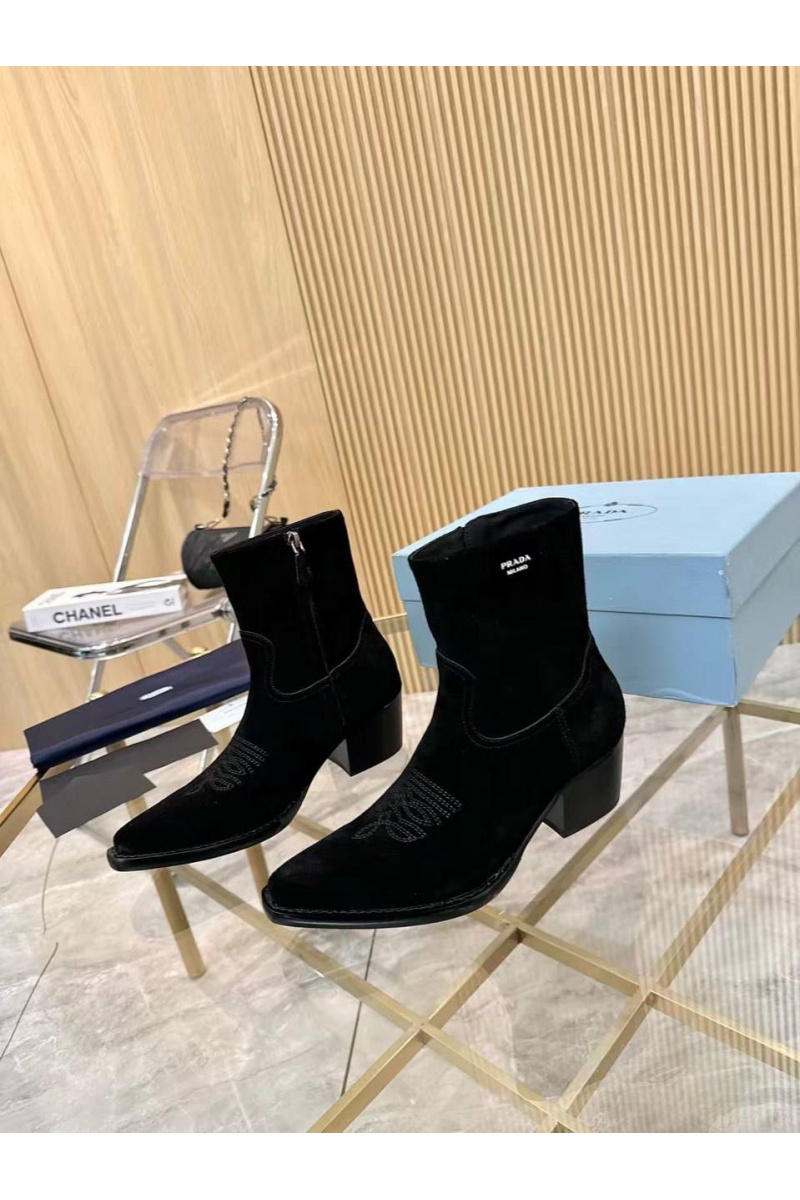 Prada Женские замшевые сапоги premium - Black