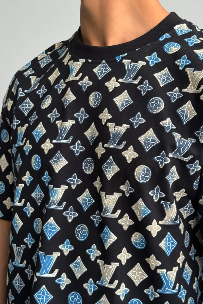 Lоuis Vuittоn Чёрная оверсайз футболка Monogram All-over