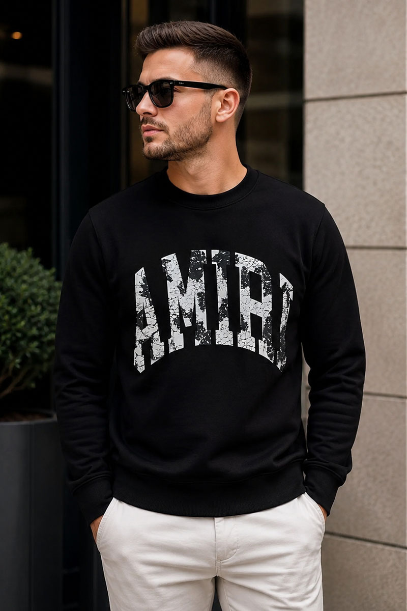 Amiri Чёрный мужской свитшот collegiate-logo