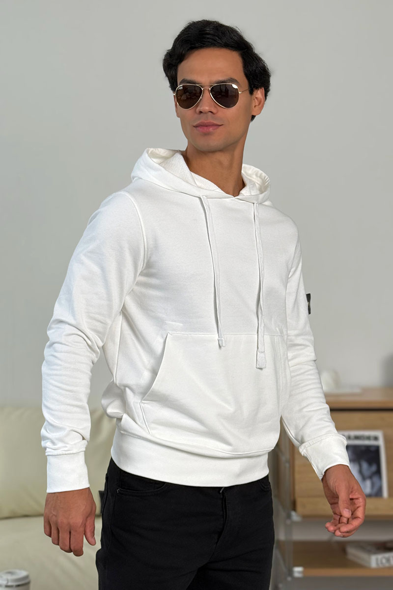 Stone Island Мужское худи белого цвета Compass-patch