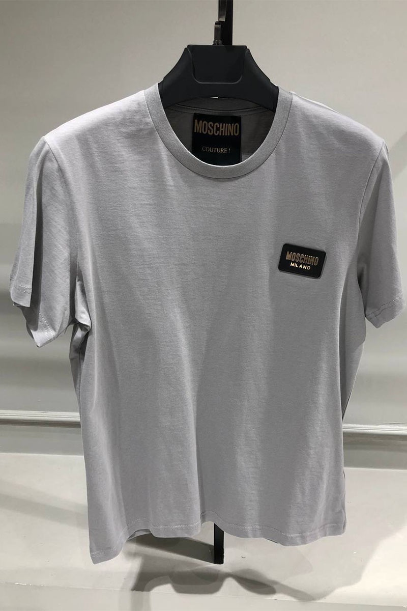 Moschino Мужская серая футболка logo-patch