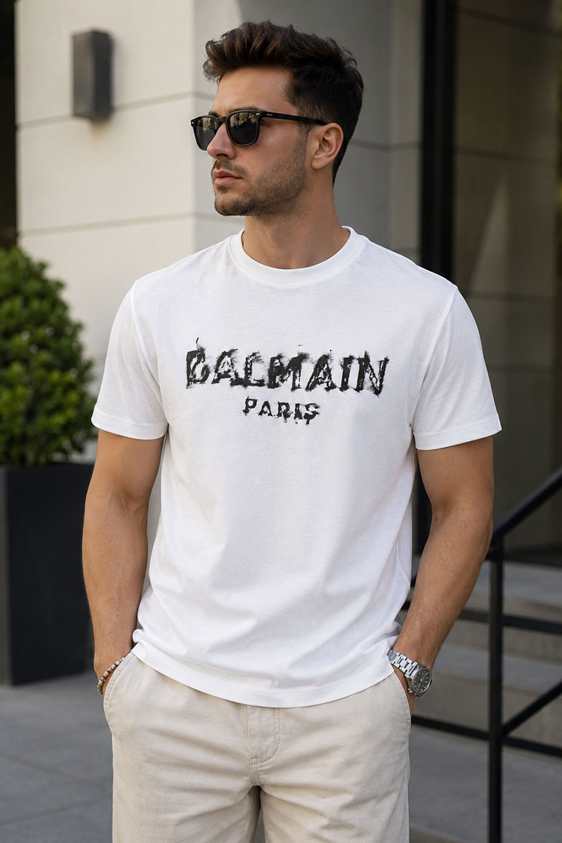Balmain Белая оверсайз футболка Paris logo-print