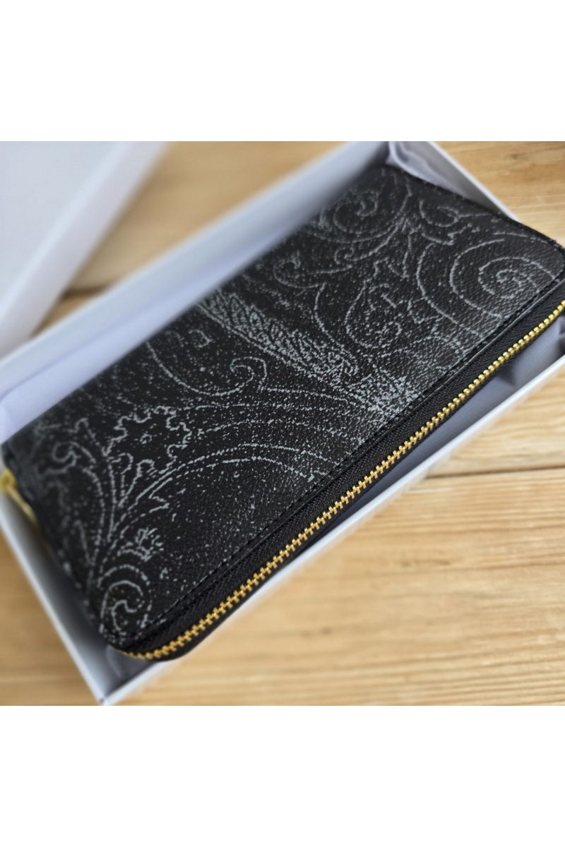 Etro Кожаное портмоне с узором пейсли 19x10 см
