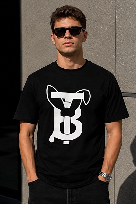 Чёрная оверсайз футболка Rabbit Print
