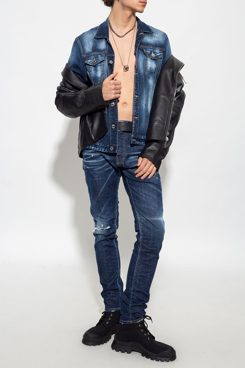 Dsquared2 Синяя джинсовая куртка Icon Splatter logo-print
