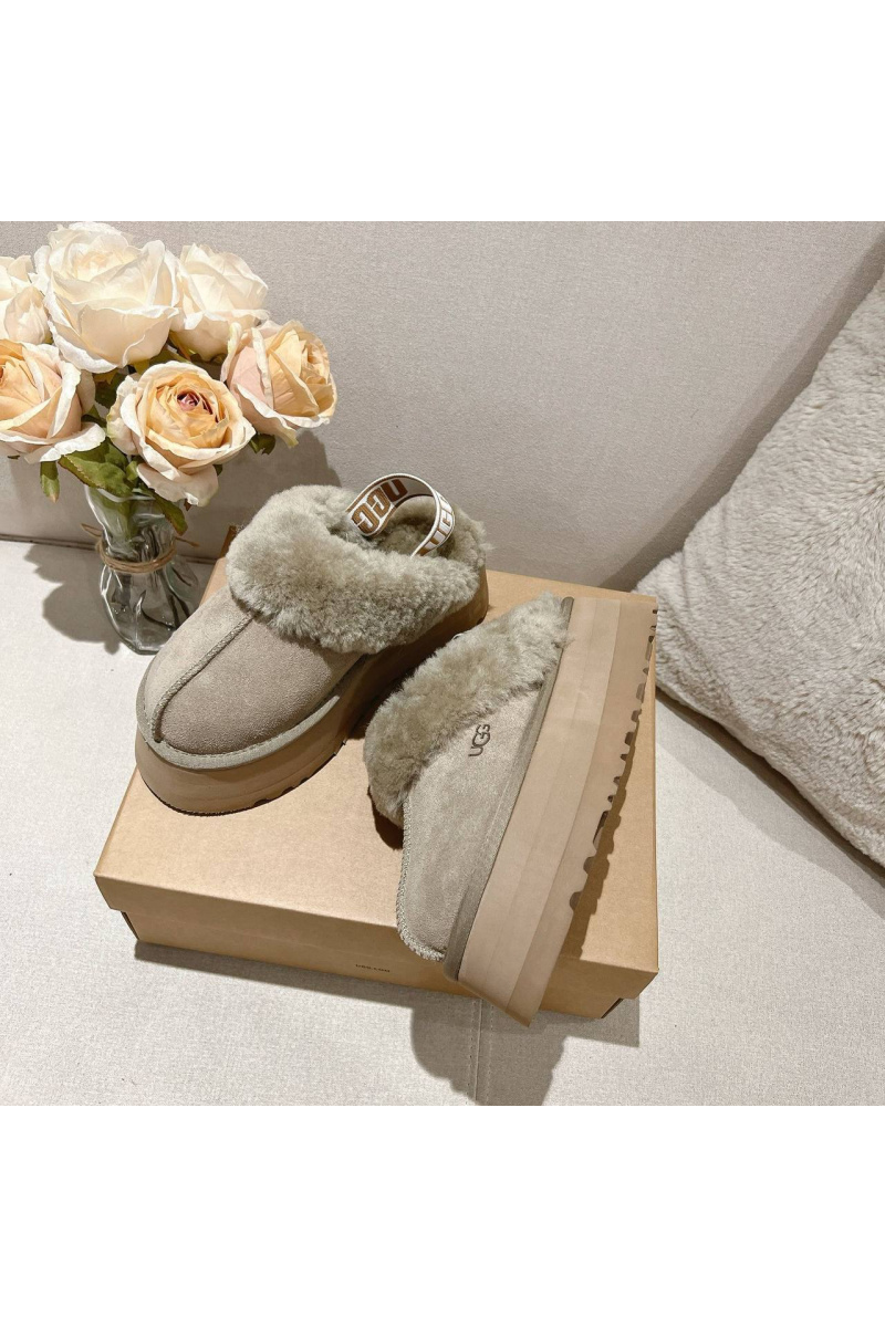 UGG Замшевые женские слиперы с мехом Funkette Platform