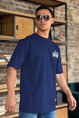 Тёмно-синяя оверсайз футболка