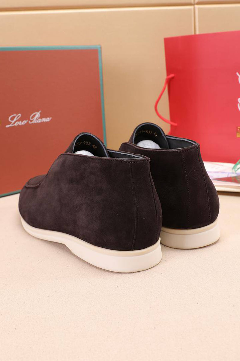 Loro Piana Замшевые лоферы с мехом Open Walk - Brown