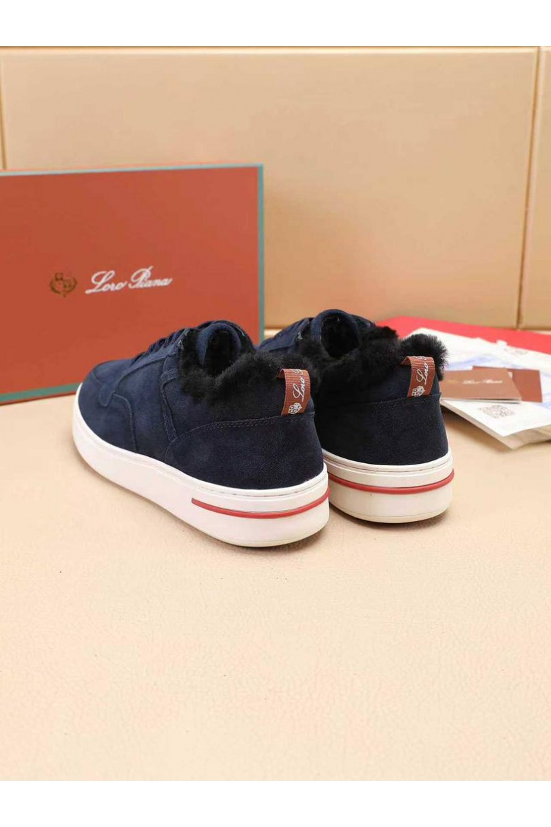 Loro Piana Кроссовки с мехом Newport Walk - Navy