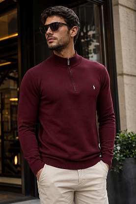 Мужская кофта half-zip - Burgundy